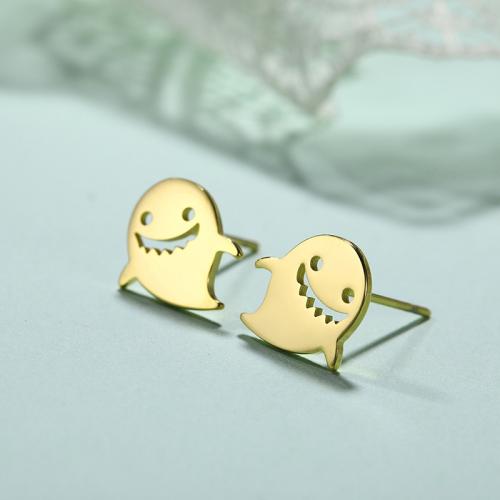 Stainless Steel Stud Earrings 304 Stainless Steel Ghost plated Unisex Sold By Pair