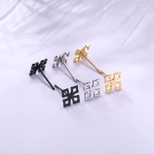 Stainless Steel Stud Earrings 304 Stainless Steel Square plated for woman Sold By Pair