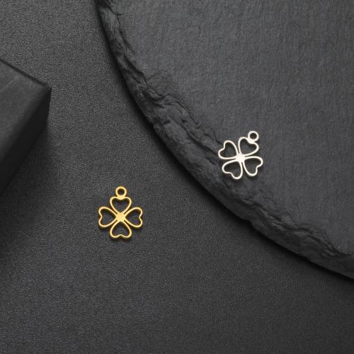 Stainless Steel Pendants 304 Stainless Steel Four Leaf Clover plated DIY & hollow Sold By PC