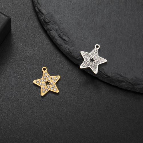 Stainless Steel Pendants 304 Stainless Steel Star plated DIY & with rhinestone Sold By PC