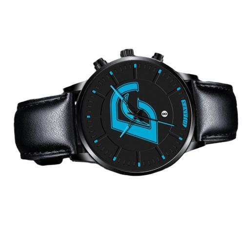 alliage de zinc bracelet de montre, avec cuir PU & pierre gemme & verre & Acier inoxydable 304, Rond, Placage, mouvement chinoise & styles différents pour le choix & pour homme, Vendu par PC