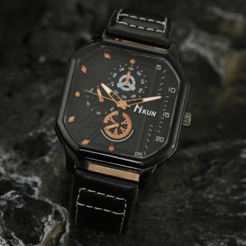 Zinc Alloy Watch Bracelet with PU Leather & Glass & 304 Stainless Steel Geometrical Pattern plated Chinese movement & for man Sold By PC