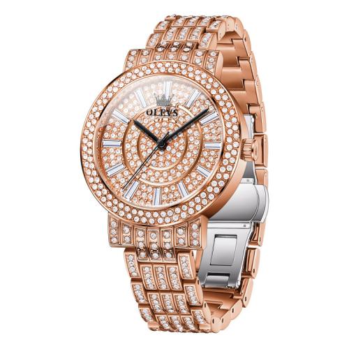 Zinc Alloy Watch Bracelet with Glass & 304 Stainless Steel Round Vacuum Ion Plating Life water resistant & for woman & with rhinestone Length Approx 18 mm Sold By PC