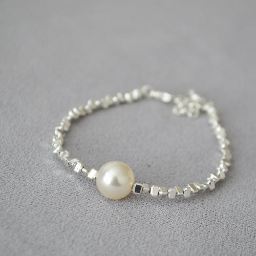 Pulsera de Aleación de Zinc, con Perlas plásticas, con 3cm extender cadena, Joyería & diferentes estilos para la opción & para mujer, plateado, longitud aproximado 15.5 cm, Vendido por UD