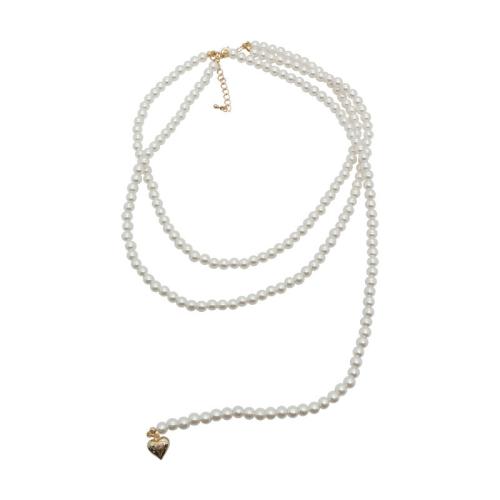 Collier de perles en plastique, perle de plastique, avec alliage de zinc, avec 5cm chaînes de rallonge, bijoux de mode & pour femme, blanc, Longueur 37 cm, 41 cm, 45 cm, Vendu par PC