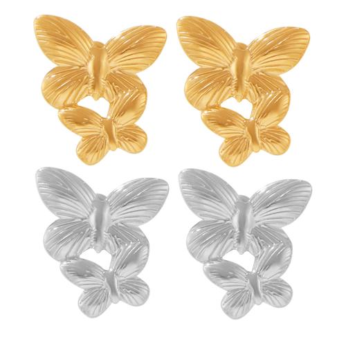 Titanium Steel  Earring Butterfly fashion jewelry & for woman Sold By Pair