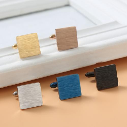 Cufflinks 304 Stainless Steel Square Unisex & brushed 16mm Sold By Pair