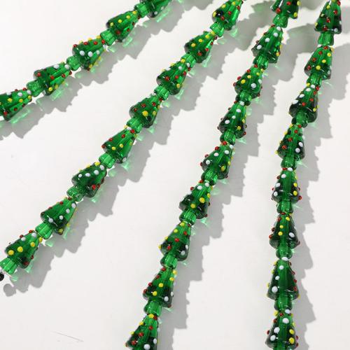 Fashion Glazen kralen, Glas, Kerstboom, DIY, groen, 20x12mm, Ca 100pC's/Bag, Verkocht door Bag