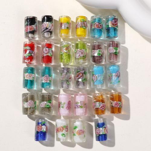 Fashion Glazen kralen, Glas, Kolom, hand tekenen, DIY, meer kleuren voor de keuze, 16x9mm, Ca 100pC's/Bag, Verkocht door Bag