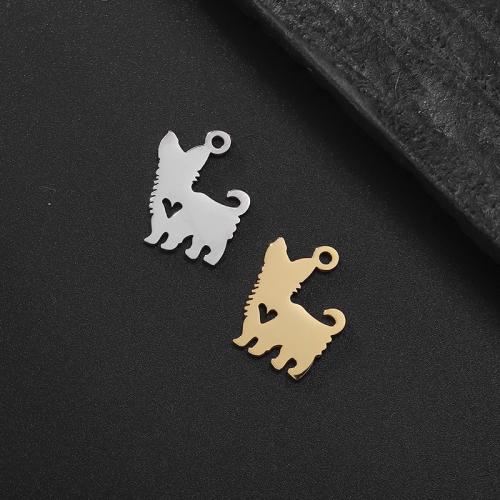 Rustfrit stål Animal Pendler, 304 rustfrit stål, Cat, du kan DIY, flere farver til valg, 15x12mm, Solgt af PC