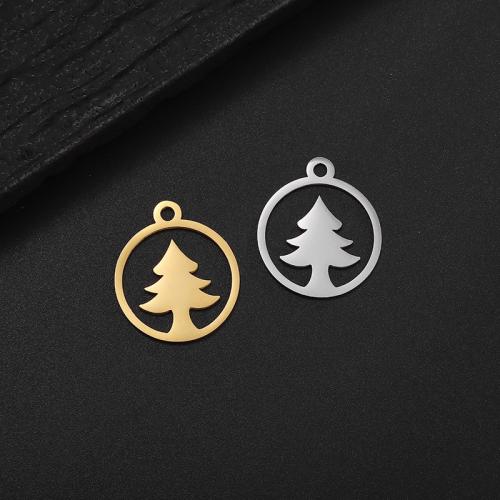 Stainless Steel Pendants 304 Stainless Steel Christmas Tree Vacuum Ion Plating DIY Sold By PC