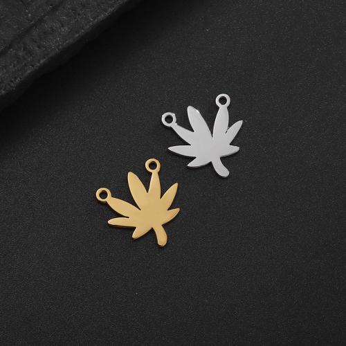 Stainless Steel Pendants 304 Stainless Steel Leaf Vacuum Ion Plating DIY & double-hole Sold By PC