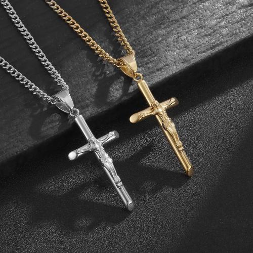 Stainless Steel Cross Pendants, 304 Stainless Steel, plated, different styles for choice & for man, more colors for choice, Length 61 cm, Sold By PC