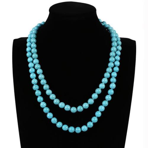 Fashion Turquoise Necklace Round for woman green 10mm Length 1.2 m Sold By PC