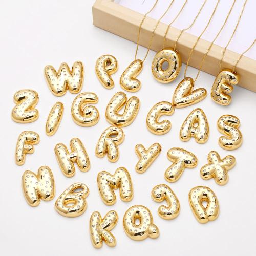 Cubic Zircon Micro Pave Brass Necklace Alphabet Letter gold color plated fashion jewelry & micro pave cubic zirconia golden nickel lead & cadmium free Sold By PC