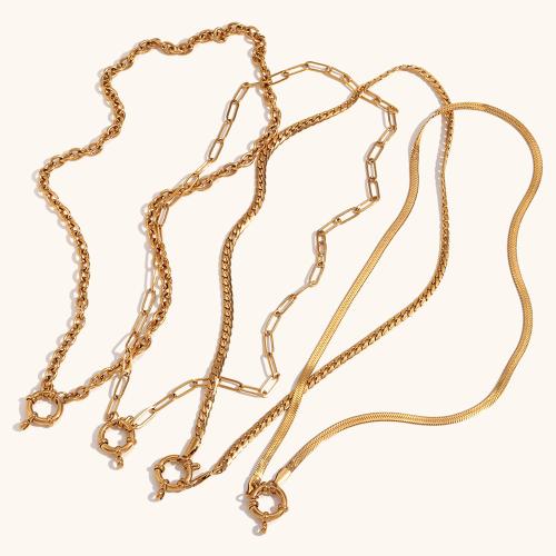 Stainless Steel Jewelry Necklace 304 Stainless Steel gold color plated fashion jewelry golden Sold By PC