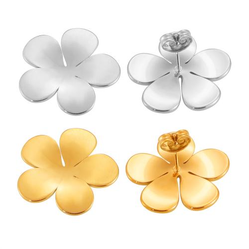 Titanium Steel  Earring Flower plated fashion jewelry & for woman Sold By Pair