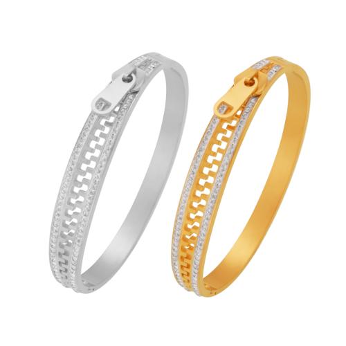 Stainless Steel Bangle 304 Stainless Steel plated fashion jewelry & for woman & with rhinestone Sold By PC