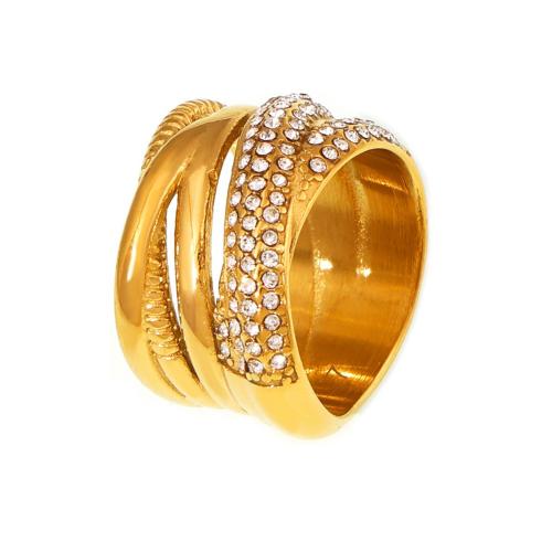 Bague acier titane, Placage, bijoux de mode & normes différentes pour le choix & pour femme & avec strass, plus de couleurs à choisir, Vendu par PC