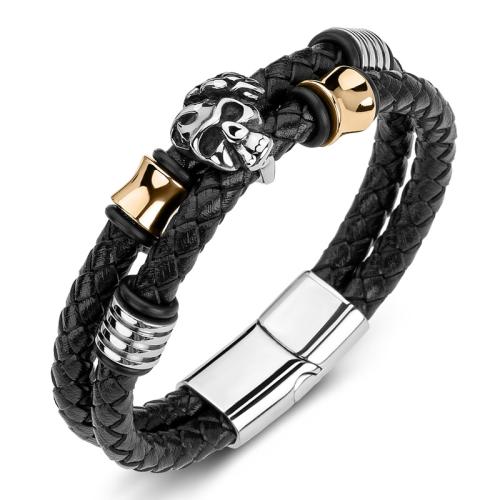 PU Leather Cord Bracelets 304 Stainless Steel with PU Leather handmade Unisex Sold By PC