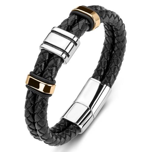 PU cavo bracciali, 304 acciaio inox, with PU, fatto a mano, unisex & formato differente per scelta, nessuno, Venduto da PC