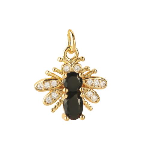 Cubic Zirconia Micro Pave Brass Pendant Bee plated DIY & micro pave cubic zirconia Sold By PC