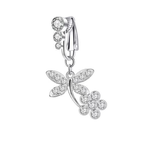 Stainless Steel Belly Ring Zinc Alloy Unisex & with rhinestone silver color Sold By PC