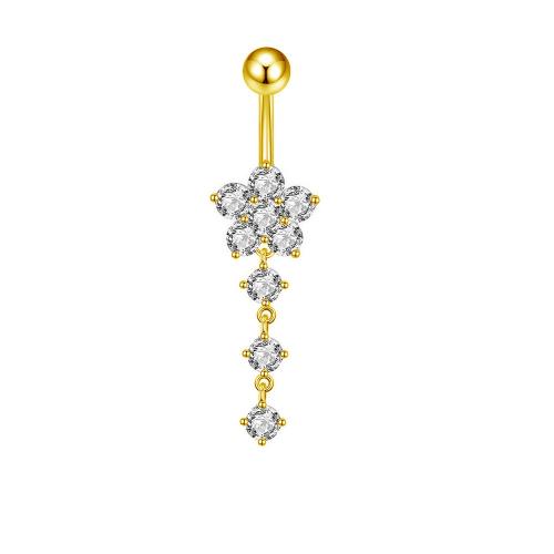 Stainless Steel Belly Ring 304 Stainless Steel micro pave cubic zirconia & for woman Sold By PC