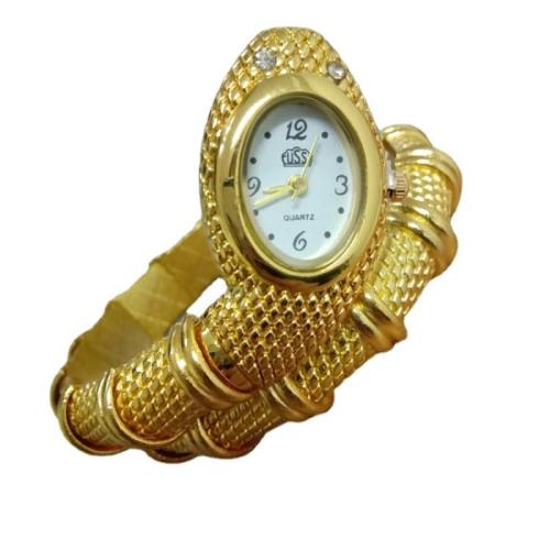 alliage de zinc Montre bracelet, avec verre, serpent, Placage, pour femme & avec strass, plus de couleurs à choisir, Diamètre intérieur:Environ 60mm, Vendu par PC