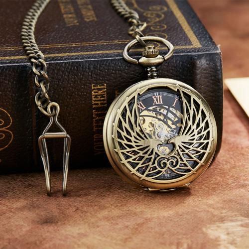 Sinc Alloy Pocket Watch, le Rubber & 304 Cruach dhosmálta, Babhta, plátáilte, unisex & gas-Winder & log, dathanna níos mó le haghaidh rogha, Fad Thart 37.5 cm, Díolta De réir PC