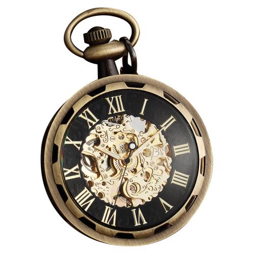 alliage de zinc Montre de poche, avec verre, Rond, Placage, Résistant à l’eau de vie & unisexe & montre mécanique, plus de couleurs à choisir, Longueur Environ 37 cm, Vendu par PC