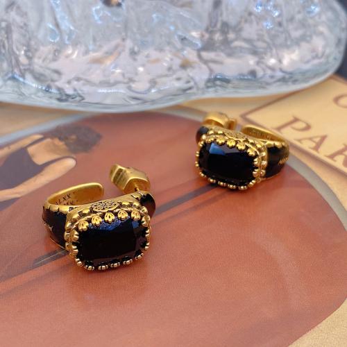 Brass Stud Earring with Glass Rhinestone fashion jewelry & for woman Sold By Pair