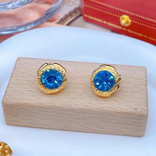 Brass Stud Earring with Austrian Crystal fashion jewelry & for woman Sold By Pair