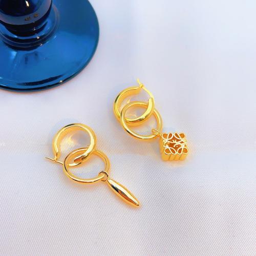 Asymmetric Earrings Brass fashion jewelry & for woman golden 51mm Sold By Pair