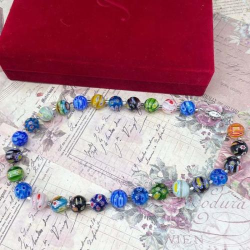 Glass Beads Necklaces plated for woman multi-colored Length 47 cm Sold By PC