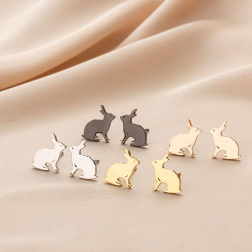 Stainless Steel Stud Earrings 304 Stainless Steel Rabbit plated for woman Sold By Bag