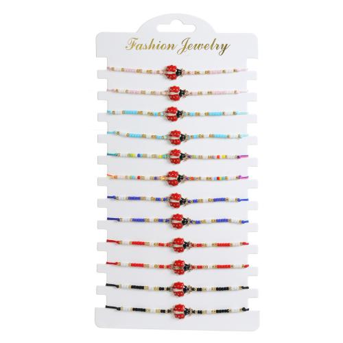 Seedbead Armband-Set, met Knoopkoord & Zinc Alloy, handgemaakt, mode sieraden & uniseks, gemengde kleuren, Lengte 6.2-10.2 inch, 12pC's/Stel, Verkocht door Stel