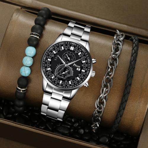 lega in zinco Bracciale Set, with pietra preziosa & vetro & 304 acciaio inox, placcato, stili diversi per la scelta & per l'uomo, Lunghezza Appross. 23.5 cm, Venduto da PC