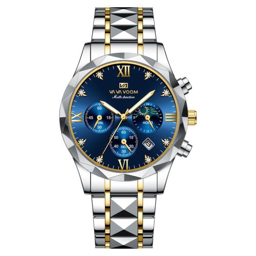 Zinc Alloy Watch Bracelet with Glass & 304 Stainless Steel Round plated Life water resistant & with single calendar & for man Length Approx 24 cm Sold By PC