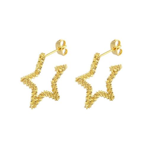 Mässing Stud Örhänge, Star, mode smycken & för kvinna, gyllene, 32x32mm, Säljs av Par