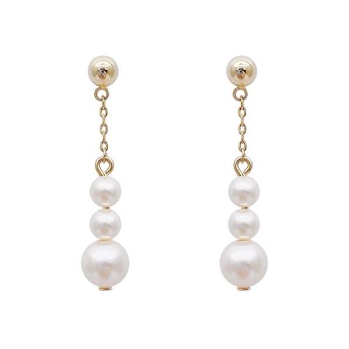 Zinek Stud náušnice, s Plastové Pearl, módní šperky & pro ženy, bílý, 48x8mm, Prodáno By Pair