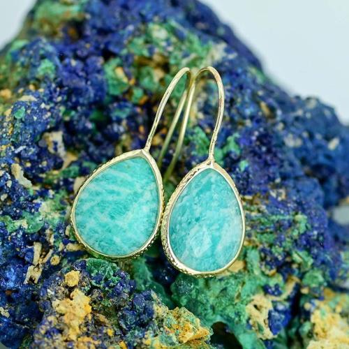 Natural Gemstone Earrings Brass with Natural Stone fashion jewelry & for woman blue Sold By Pair