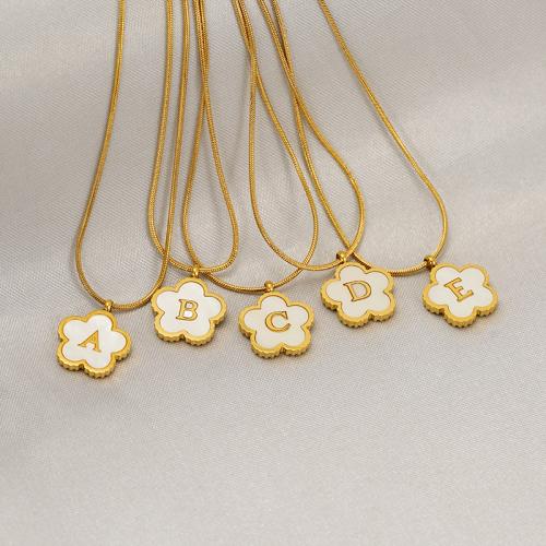 Stainless Steel Jewelry Necklace 304 Stainless Steel with Shell Flower 18K gold plated fashion jewelry & Unisex golden Sold Per Approx 45 cm Strand