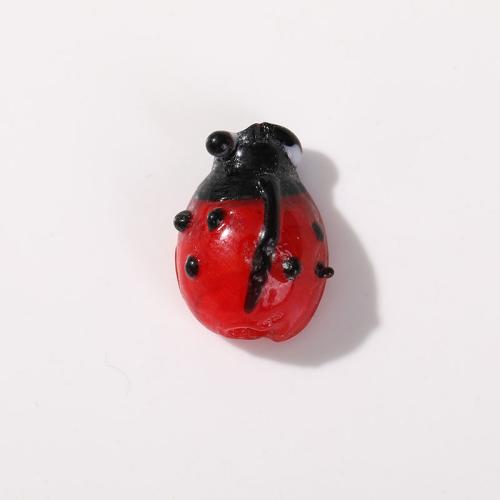 Coirníní Lampwork lámhdhéanta, feithidí, DIY, dearg, 14.50x11mm, 12ríomhairí pearsanta/Mála, Díolta De réir Mála