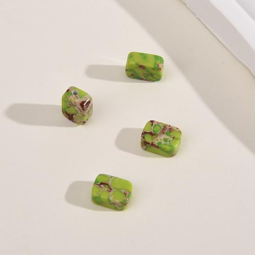 Resin Jewelry Beads Rectangle DIY green Sold By Bag