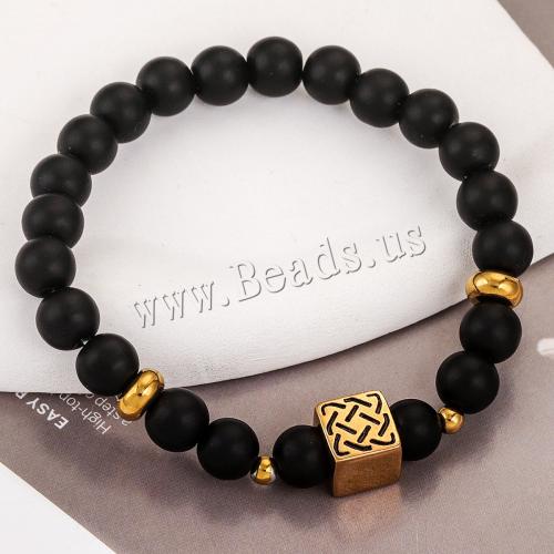 Edelstahl Schmuck Armband, 304 Edelstahl, mit Harz, goldfarben plattiert, verschiedene Stile für Wahl & für den Menschen, keine, Länge 17 cm, verkauft von PC