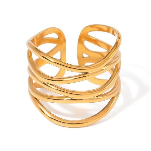 Stainless Steel Finger Ring 304 Stainless Steel 18K gold plated fashion jewelry & for woman & hollow Sold By PC