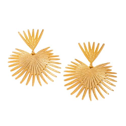 Stainless Steel Stud Earrings 304 Stainless Steel Leaf fashion jewelry & for woman gold Sold By Pair