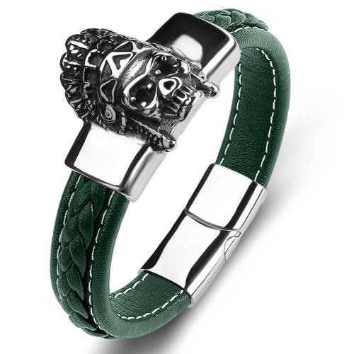 PU cavo bracciali, 304 acciaio inox, with PU, fatto a mano, unisex & formato differente per scelta & stili diversi per la scelta, nessuno, Venduto da PC