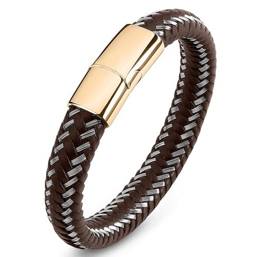 PU Cord Armband, 304 rostfritt stål, med PU, handgjord, Unisex & olika storlek för val, fler färger för val, Säljs av PC